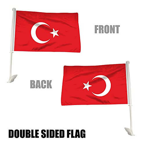 BANNER BUZZ MAKE IT VISIBLE Turkey Car Flag Window Clip 18” X 12” White - Pack of 100