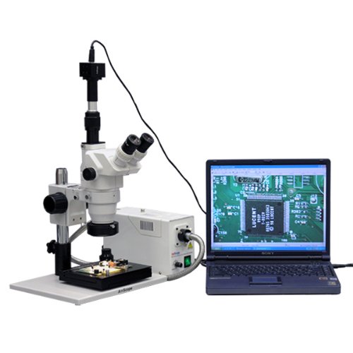 AmScope Digital Trinocular Stereo Zoom Microscope 3.35X-180X Magnification White