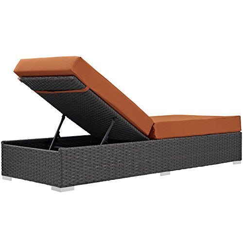 Modway Sojourn Wicker Rattan Outdoor Chaise Lounge in Tuscan Orange