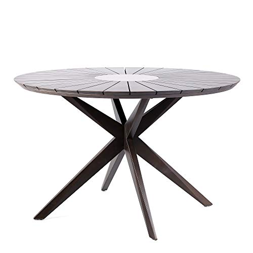 Armen Living Sachi and Brighton 5 Piece Dining Set Dark Eucalyptus and Grey Rope
