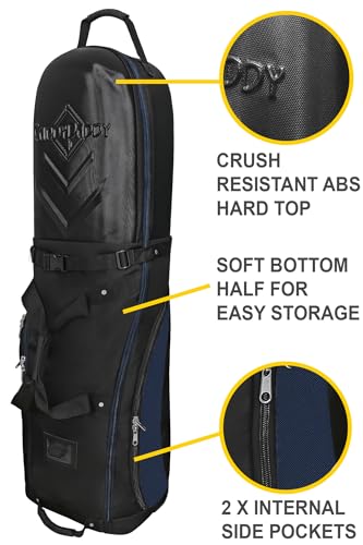 CaddyDaddy Enforcer Golf Travel Bag Soft-Sided Cover with Hard Top Protection Black/Blue