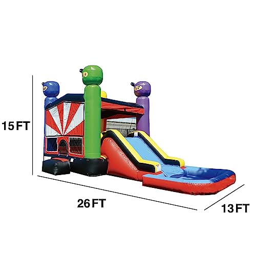 JumpOrange Ninja Warrior Bounce House Water Slide Combo with Blower Ninja
