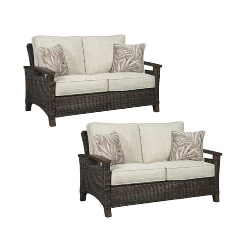 Home Square 2 Piece Patio Polyester Loveseat Set Brown