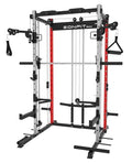 EonfitOmni Smith Machine Power Cage Multifunctional Squat Rack with Smith Bar, Pulley System for Strength Training Equipment 1000lbs Red3
