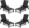 hOmeQomi Lounge Chair Set of 4 Adjustable Backrest All Weather Waterproof Black