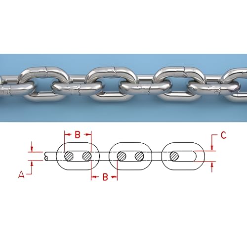 Smart Choice Marine ASI 316 Stainless Steel BBB 1 DIN766 High Test Marine Anchor Chain 5/16" 150 Feet