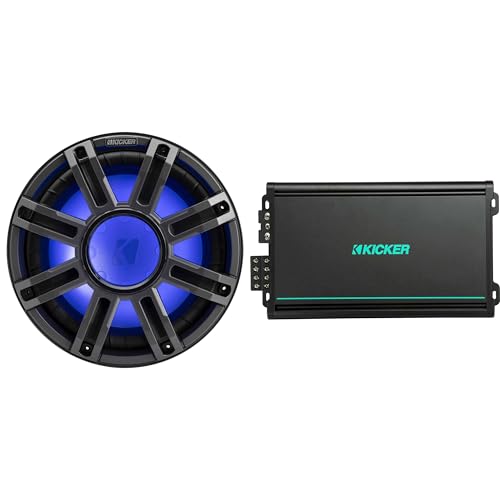KICKER MWF 12-Inch Premium Marine Subwoofer & 48KMA6004 Marine Amp Bundle