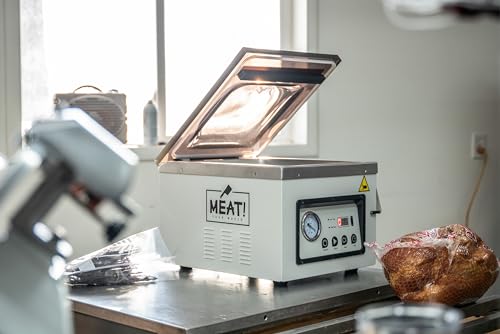 MEAT! Your Maker. Chamber Vacuum Sealer with 12" Sealing Bar and Adjustable Seal Time White/Black