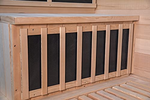 Heat Wave 4 Person Sauna Hemlock Wood Sonoma 9 Carbon Infrared Heaters MP3 Player Chromo Therapy Lighting 120V 2100W Wood