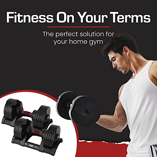 CORE FITNESS Adjustable Dumbbell Weight Set Black