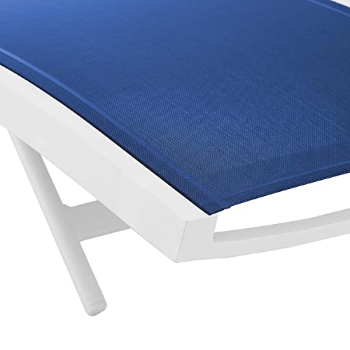 Modway Glimpse Outdoor Patio Mesh Chaise Lounge Set of 4 White Navy