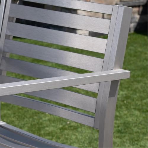 Noble House Cape Coral 5 Pc Aluminum Bar Set with Grey Tempered Glass Top