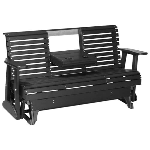 Furniture Barn USA Poly Lumber 5' Plain Rollback Glider Black