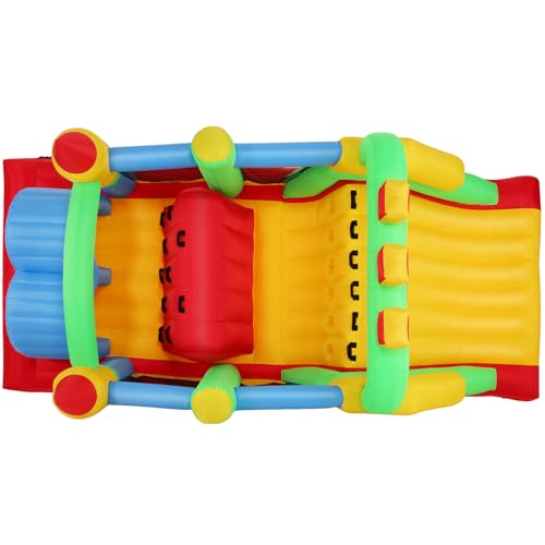 Whubefy Inflatable Bounce House Obstacle Course with Blower Red/Yellow/Blue/Green