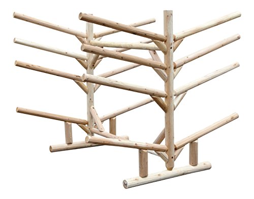 Log Kayak Rack 8-Place Canoe and SUP Storage Rack Natural