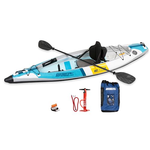 Sea Eagle EZLITE 10 Ultralight Inflatable Kayak White/Turquoise Blue/Yellow