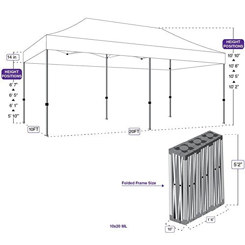 Impact Canopy 10' x 20' Pop Up Canopy Tent Commercial Grade Aluminum Frame 500D Fabric White