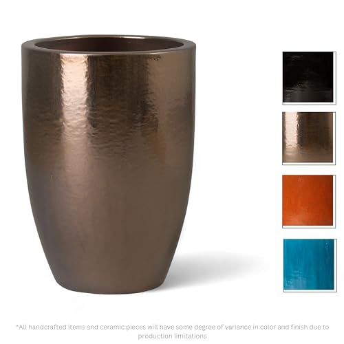 Emissary Gold Stoneware Round Planter 18in L x 26in H