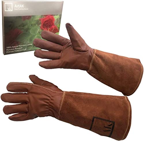 ArtAK Bulk 88 Pairs Rose Pruning Gloves Brown