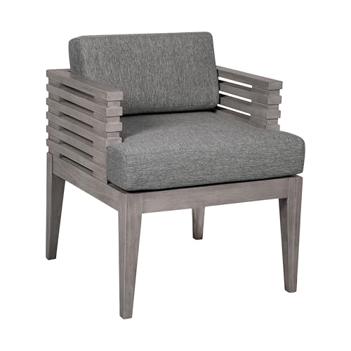 Benzara Hida 24 Inch Outdoor Patio Dining Chair Grey