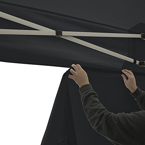 Vispronet 10x15 Aluminum Canopy Tent Kit Black - Wind Resistant Up to 30mph with Window Wall & Storage Bag