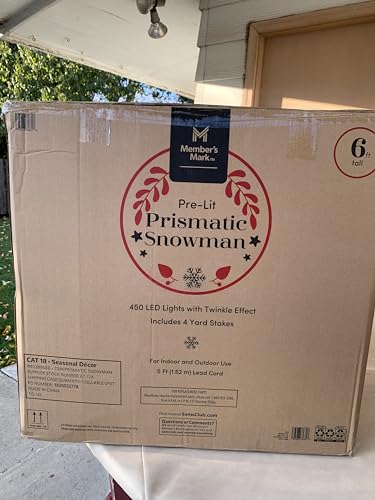 Member's Mark 6' Pre-Lit Prismatic Snowman Holiday Decoration Multicolor