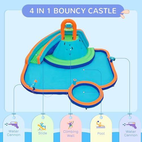 Outsunny Kids Inflatable Water Slide 4-in-1 Bounce House Multi-Colored