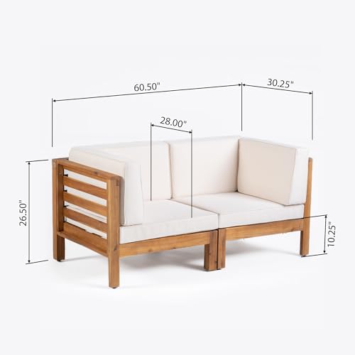 Christopher Knight Home Oana Love Seats Teak + Beige