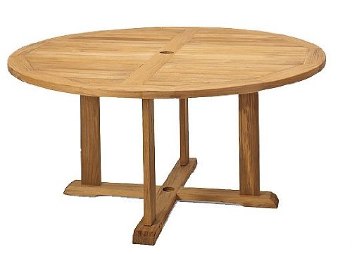 TeakStation 6 Seater Grade-A Teak Wood 7 Pc Dining Set 60" Round Table & 6 Chairs Teak