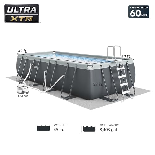 Intex Rectangular Ultra XTR Frame Swimming Pool Set Gray
