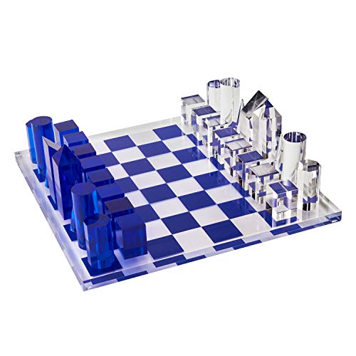 TIZO Elegant 13” Lucite Chess Set Blue