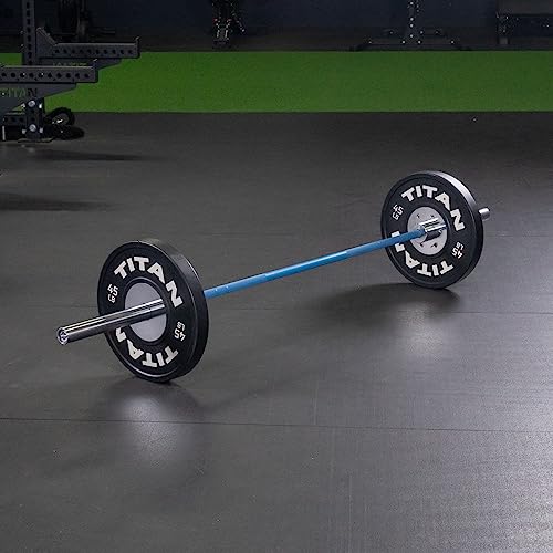 Titan Fitness 20 KG 28.5MM TITAN Series Olympic Barbell, USA Made Multipurpose Bar, Blue Cerakote