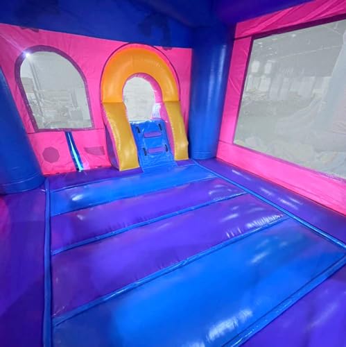 Pogo Bounce House Deluxe Pink Castle Combo Inflatable Bouncer with Water Slide 12x12x18 ft