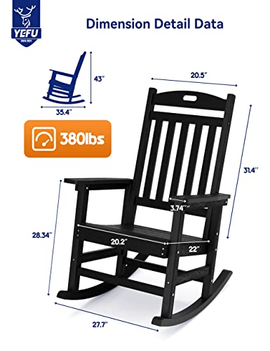 YEFU Outdoor Rocking Chair Set of 4 Heavy Duty Black