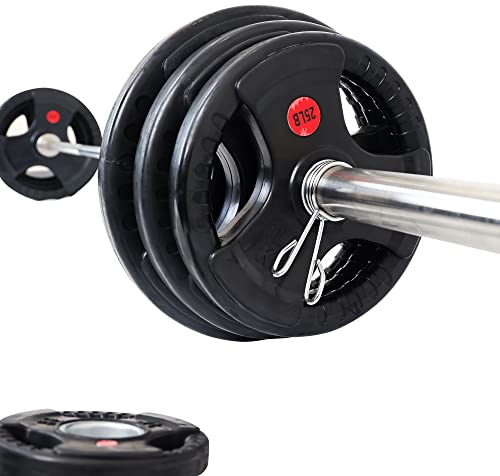 BalanceFrom Olympic Weight Set with 7FT Olympic Barbell Black