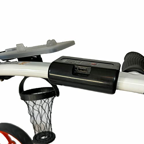 Insanity Golf Electric Golf Trolley Cart with Remote Control, Aluminum Frame, Lithium-Ion Battery - White Cart and Orange Wheels