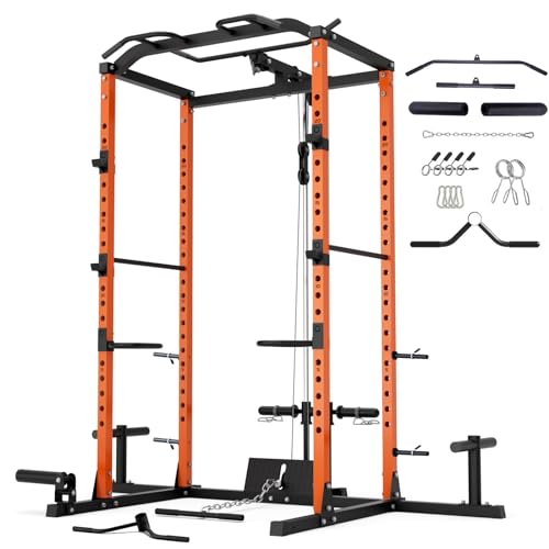 VANSWE Power Cage with LAT Pulldown Attachment Orange