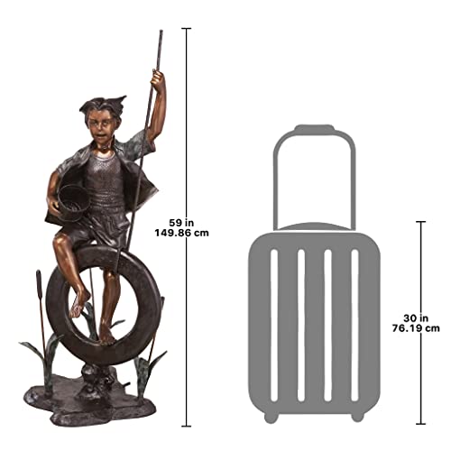 Design Toscano Swinging Tommy on His Tire Cast Bronze Garden Statue Brown