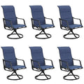 Festival Depot Outdoor Dining Chair Set, Metal Swivel Armchairs with Textilene Fabric, High Back, Blue, 6 pcs