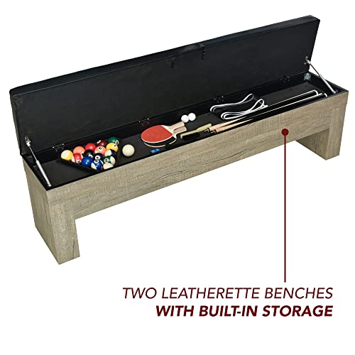 Hathaway Newport 7-ft Pool Table Combo Set with Benches Rustic Gray