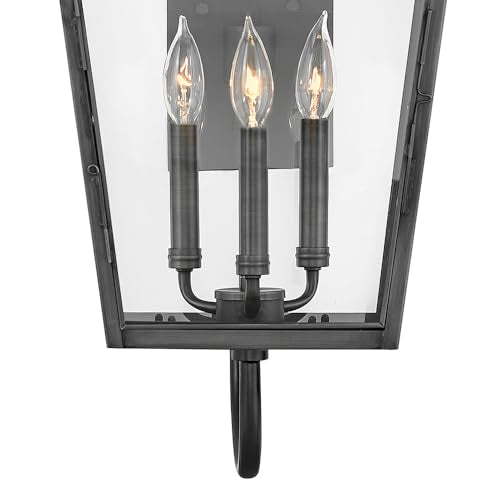 Hinkley Nouvelle Collection Three Light Outdoor Medium Wall Lantern Blackened Brass/Black
