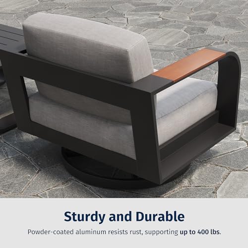 EAST OAK Signature 3-Piece Aluminum Patio Furniture Set Dark Grey