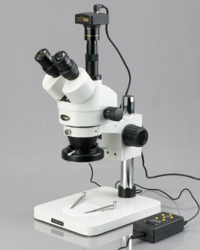 AmScope Digital Trinocular Stereo Zoom Microscope with LED Ring Light Multi