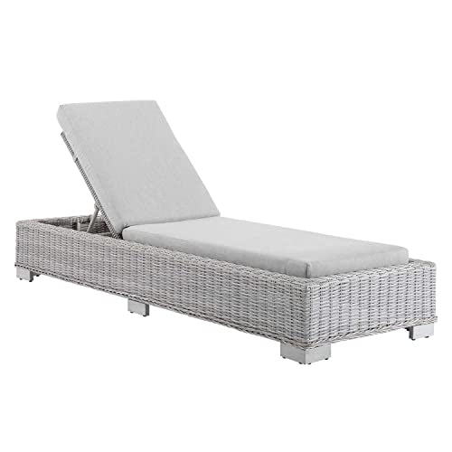 Modway Conway Sunbrella Outdoor Patio Wicker Rattan Chaise Lounge Light Gray