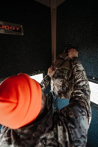 MUDDY Gunner Box Blind with Deluxe 10' Tower, Steel Wall Construction, Cracked Mud Camo Multi