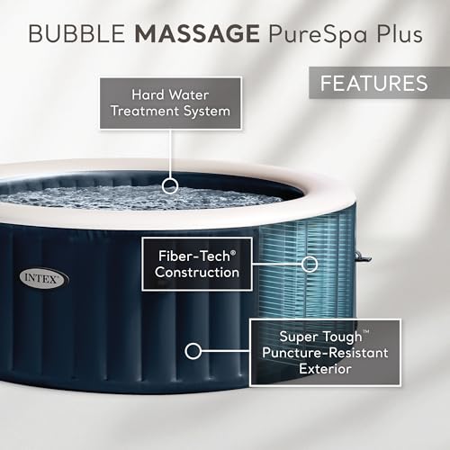Intex Handheld Pool Vacuum Cleaner with Brush Heads and 6 Person Bubble Massage Hot Tub Spa Cobalt Blue