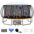 Zevemomo Upgraded 16FT Trampoline with Basketball Hoop and Sprinkler Orange