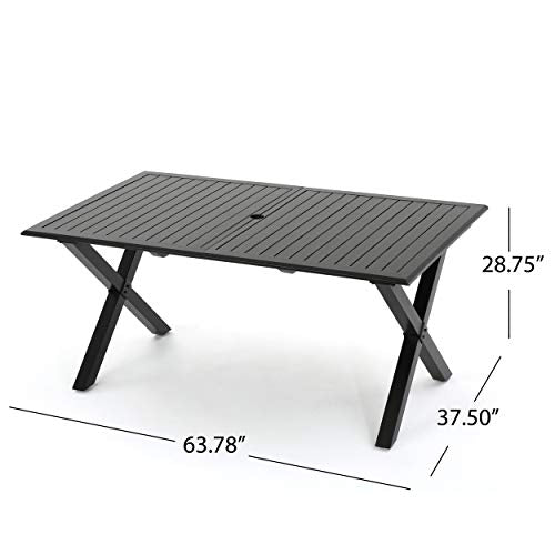 Christopher Knight Home Exuma 9-Pc Outdoor Cast Aluminum Dining Set with Expandable Table and Water Resistant Cushions Black/Ivory