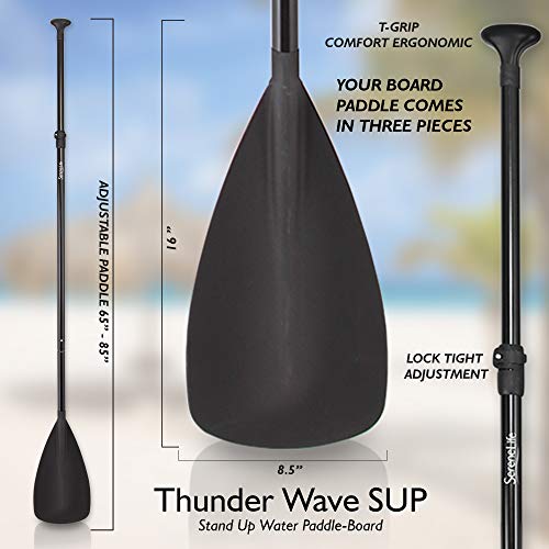 SereneLife Inflatable Board (6 Inches Thick) | Premium SUP Accessories & Carry Bag | Wide Stance, Bottom Fin | Non-Slip Deck | Youth & Adult Standing Boat
