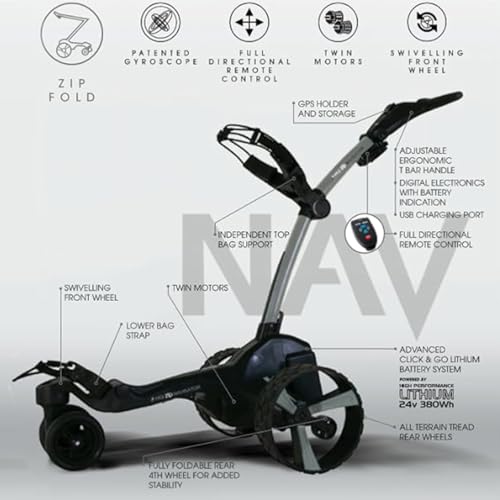 Certified Brands MGI Zip Navigator Electric Golf Cart with Travel Bag Bundle